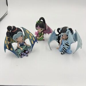Fairy Dragonling Figures Hamilton Collection Jasmine Becket-Griffith Set/3 Read